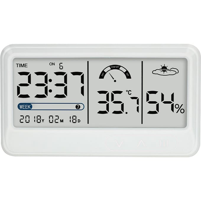 Digitale Hygrometer Elektronische Temperatuur Vochtigheidsmeters Meter met Tijd Datum LCD Display Klok Type 2