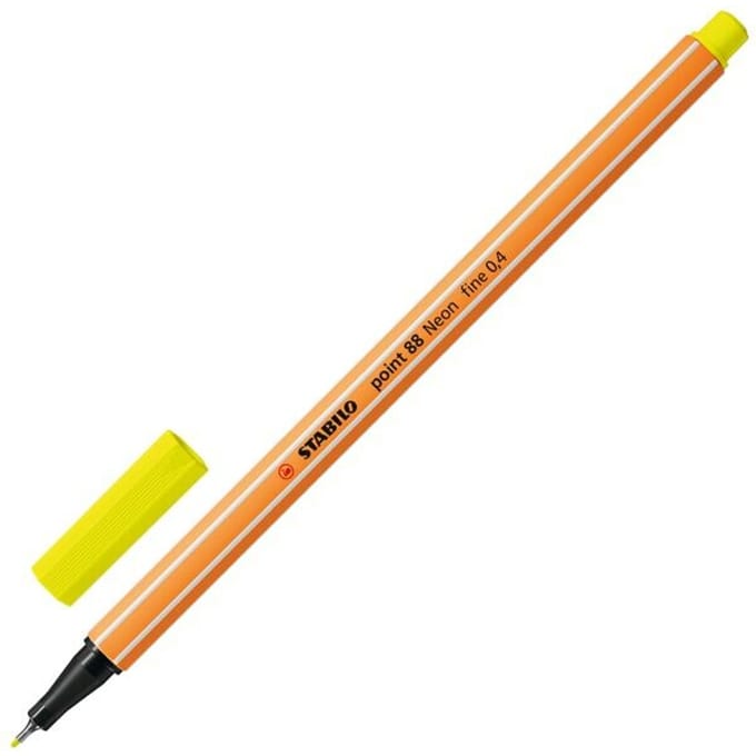 STABILO point 88 - Fineliner 0,4 mm - Neon Geel - per stuk