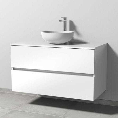 Sanipa Solo One Eloquo ceramic set 100 cm with ceramic washbasin, vanity base, 2 drawers, 1 tap hole PS20378