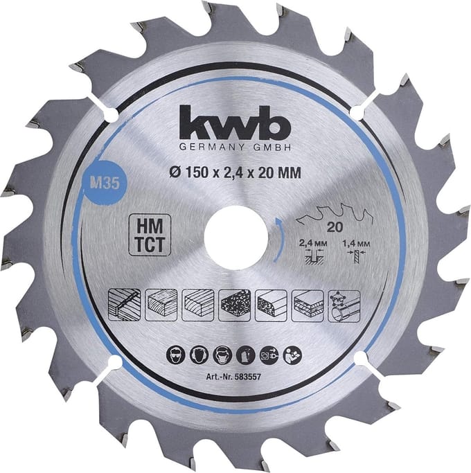 kwb 583557 Hardmetaal-cirkelzaagblad 150 x 20 mm 1 stuk(s)