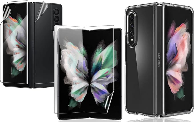 Hoesje geschikt voor Samsung Galaxy Z Fold 3 - Transparant Siliconen Case en Screen Protector