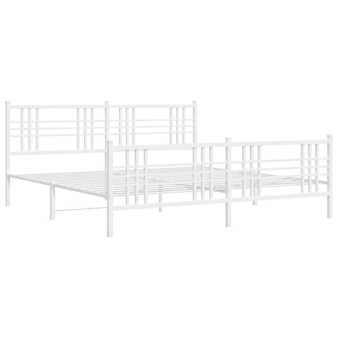 vidaXL - Bedframe - met - hoofd- - en - voeteneinde - metaal - wit - 200x200 - cm