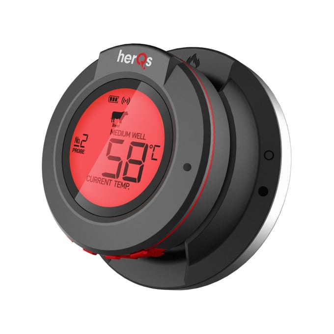 herQs - Dome Thermometer - BBQ thermometer – Keuken thermometer, barbecue, digitale, kerntemperatuur, vleesthermometer, Bluetooth, app, draadloos, thermometer