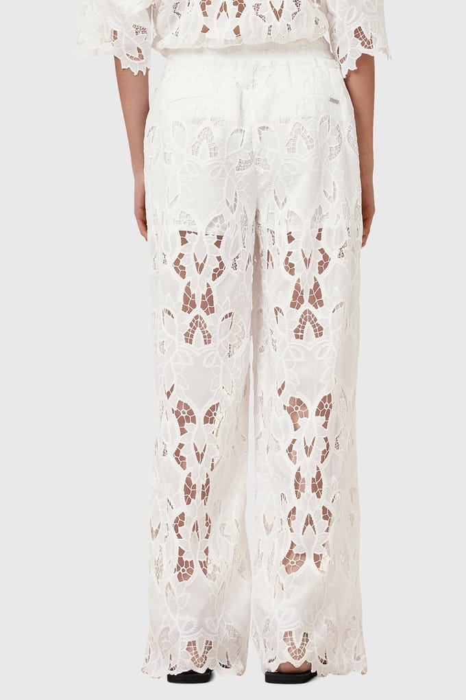 AllSaints Charli Emb Trouser Snow White Maat: 8 | Wijde Broeken Outlet | Dames | Wit