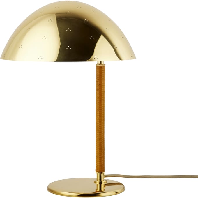 Gubi tafellamp 9209, messing, rotan, hoogte 36,5 cm