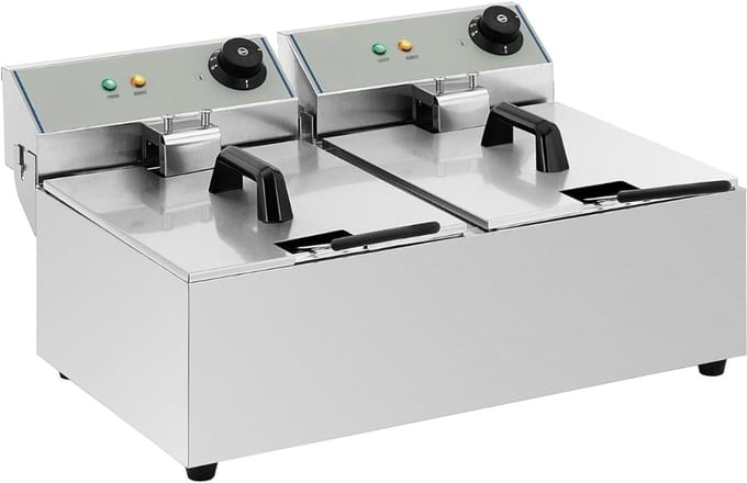 Quvo®Frituurpan dubbel - Frituurpan - Zilver - ‎57cm x 44cm x 28cm