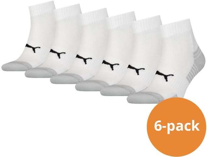 Puma Sport Cushioned Quartersokken Light 6-pack Wit-39/42
