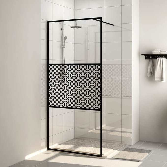 vidaXL - Inloopdouchewand - 115x195 - cm - ESG-glas - transparant - en - zwart