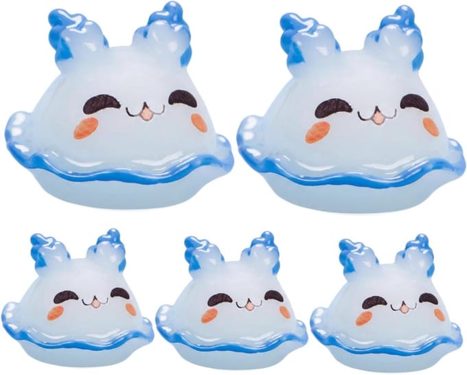 Mini Zeeslakken Set - Hars Beeldjes - Miniatuur Decoratie - Realistische Details - 5 Stuks - Wit