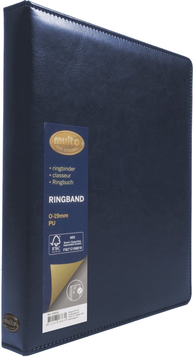 Multo ringband Hannibal - formaat A5 - 17-rings - 19mm ringhoogte - kunstleder - blauw