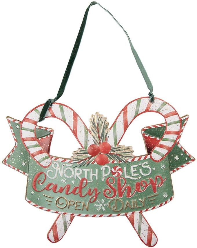Clayre & Eef Tekstbord 36x1x27 cm Groen Metaal
