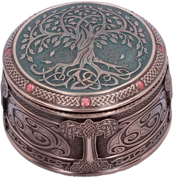 Decoratieve Levensboom Opbergdoos - Hars, Brons Kleur