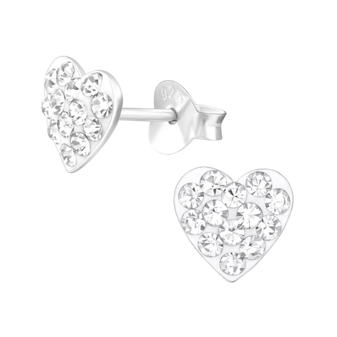 Oorbellen meisje - hartje - zilver - glitter