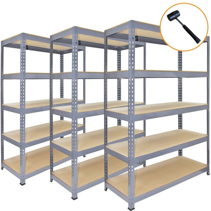 Stellingkast 5-laags set van 3 - 200kg per plank - boutloos ontwerp