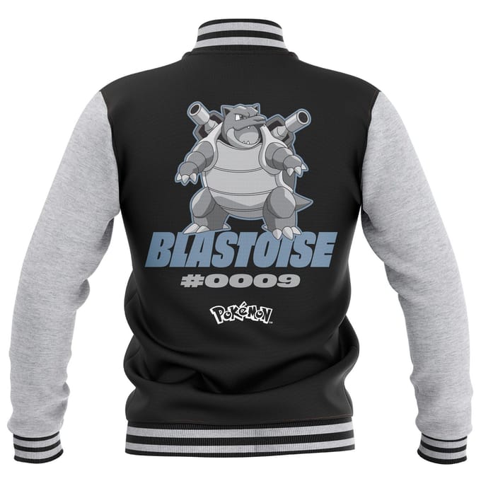 Pokémon Blastoise Unisex Varsity Jacket - Black/Grey - S