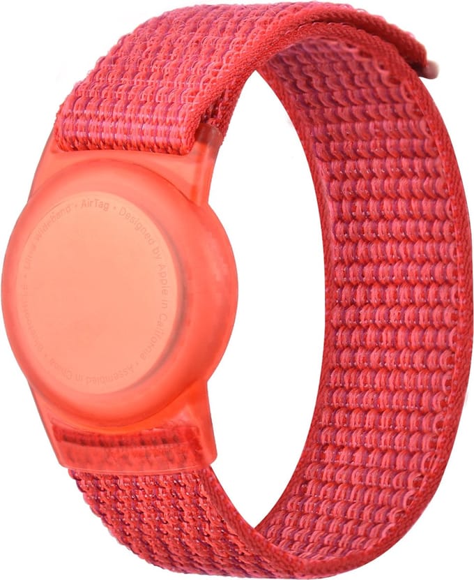 By Qubix - AirTag nylon loop bandje - M/L - Rood