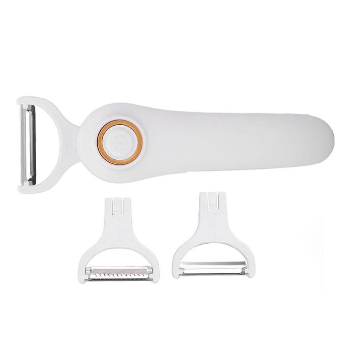 Elektrische Schilmachine Handheld USB Oplaadbaar Fruit Groenten Schilmachine met 3 Snijkoppen voor Thuis white