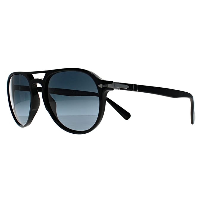 Persol Aviator Unisex Zwart Blauw Verloop Gepolariseerde Zonnebril