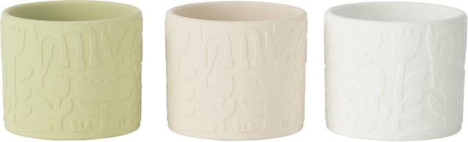 J-Line bloempot Aloha - keramiek - mix - small - 3 stuks - Ø 12 cm