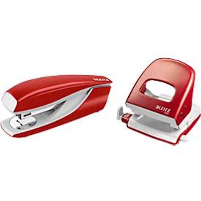 LEITZ® perforator + tafelnietmachine Wow SET, rood