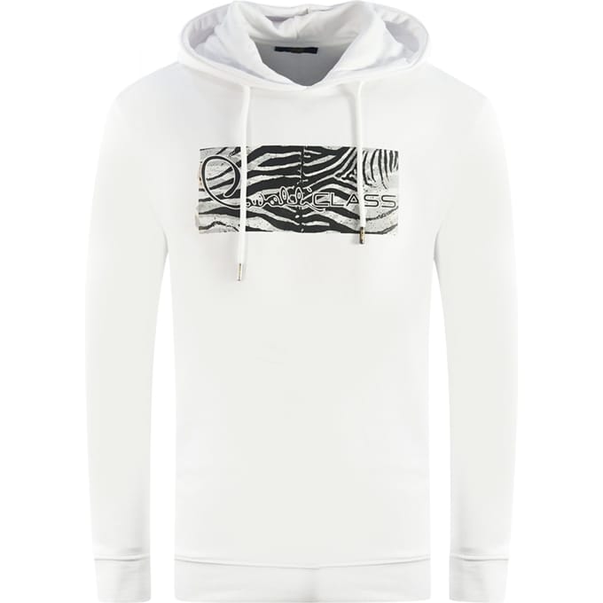 Cavalli Class Zebrastreep Logo Witte Hoodie
