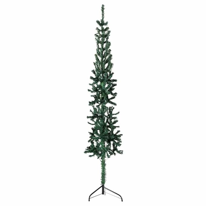 vidaXL - Kunstkerstboom - half - met - standaard - smal - 240 - cm - groen