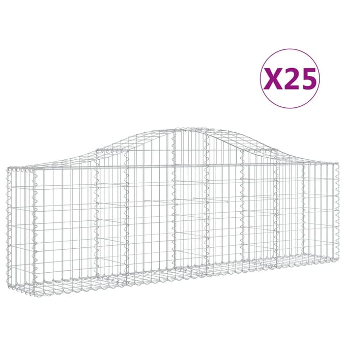 vidaXL - Schanskorven - 25 - st - gewelfd - 200x30x60/80 - cm - gegalvaniseerd - ijzer