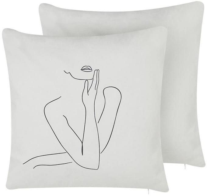 MEADOWFOAM - Sierkussen set van 2 - Wit - 45 x 45 cm - Katoen