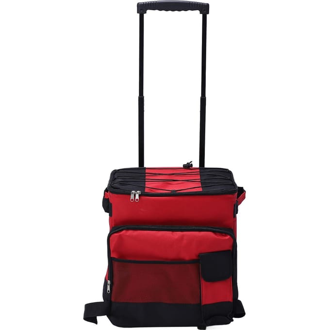 Rollende Koelbox 43L Grote Capaciteit Waterdicht Opvouwbaar Rollend Geïsoleerde Box voor Kamperen Picknick Rood black