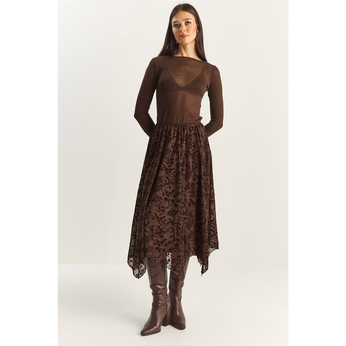 Hoge Taille Asymmetrische Midi Rok
