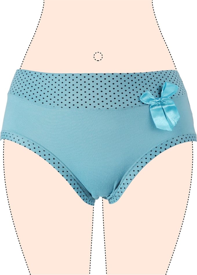Dames slips 3 pack effen met stippels turqoise M