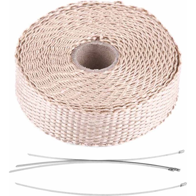 Bande d'Isolation Thermique pour Voiture 5m Enveloppe Thermique d'Échappement avec 4 Colliers de Serrage en Acier Inoxydable Titane