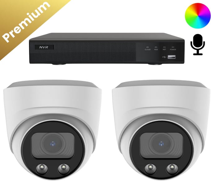 2x Beveiligingscamera set – Draadloos – Sony Dome Premium AI-ISP 8MP Full Color UltraHD 4K – Wit