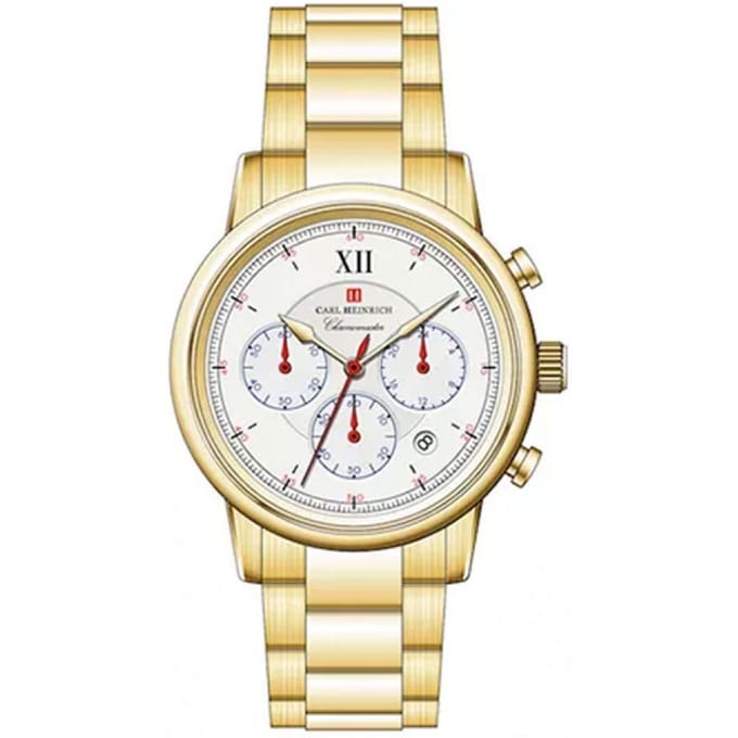 Carl Heinrich Chronograph Quartz 40 mm Staal Goud | G0907-GWHG