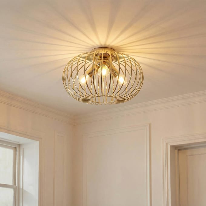 Domiluce Plafondlamp Globe, goudkleurig, Ø 51 cm, 3-lamps, E27