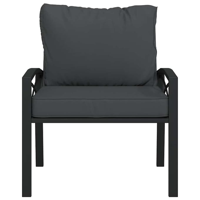 vidaXL - Tuinstoel - met - grijze - kussens - 68x76x79 - cm - staal