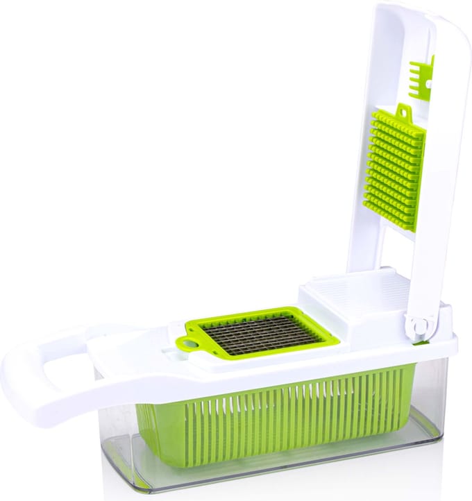 alpina Snijmachine - 14 Onderdelen - Keukenhulp met Zeef en Eiwitfilter - Wit/ Groen