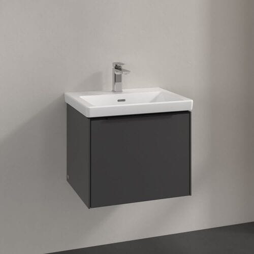 Villeroy & Boch Subway 3.0 vanity unit 52.3 cm, 1 drawer, volcano black handle C57901VR