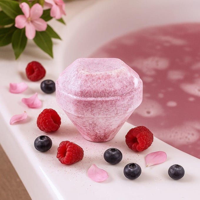 Edelsteen Badbom – Very Berry – Badbruisbal met edelsteen in het hart – Geschenk voor wellnessliefhebbers