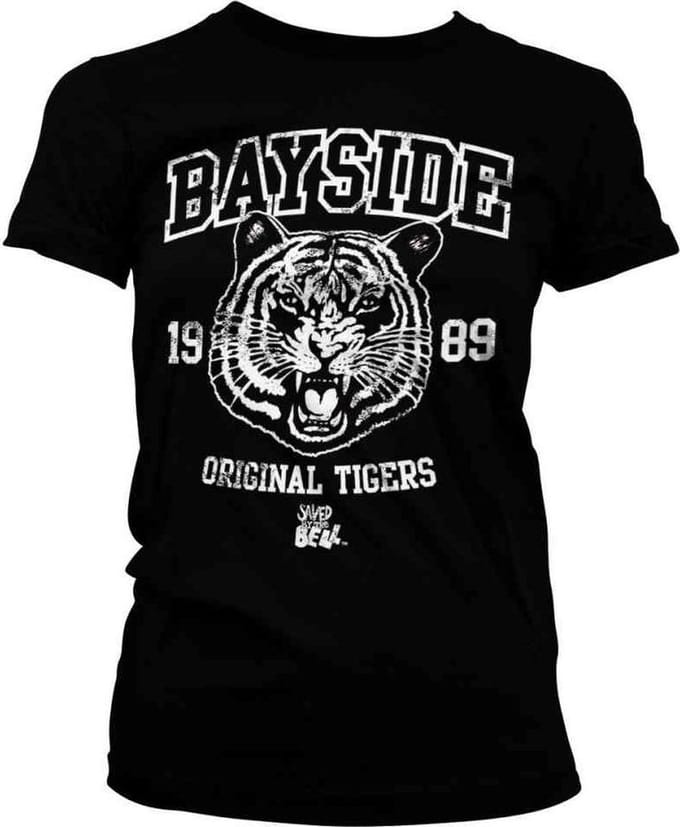Saved By The Bell Dames Tshirt -S- Bayside 1989 Original Tigers Zwart