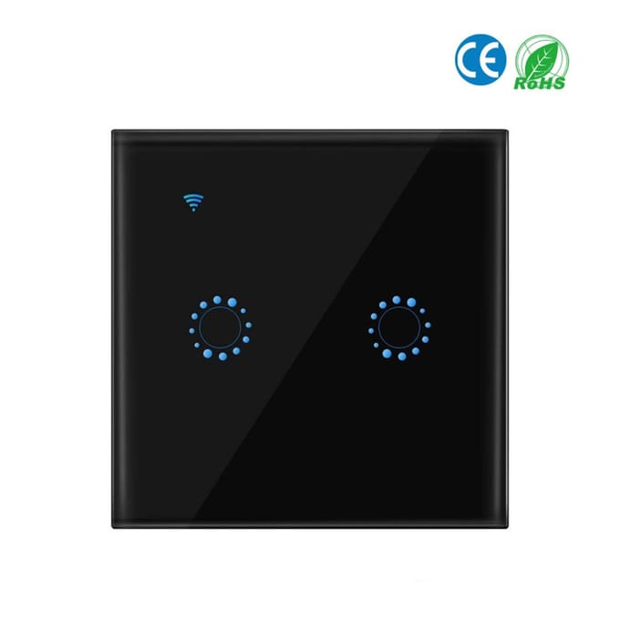Draadloze schakelaars WiFi-lichtschakelaar Smart Wall Compatibel met Alexa Echo Google Home Assistant 2 Gang
