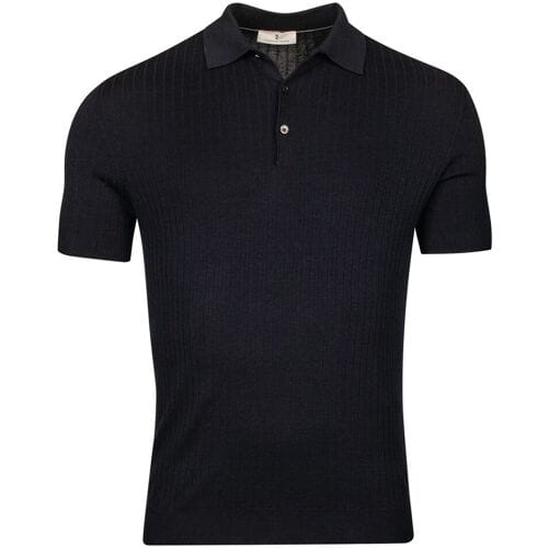 Thomas Maine Fine Rib-Knit Pullover Poloshirt Navy / male