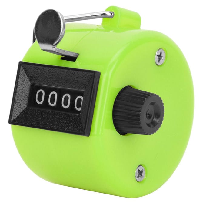 BERM Compteur Manuel 4 Chiffres Bouton Plastique Réinitialisation Outil de Comptage Manuel avec Crochet Vert vert