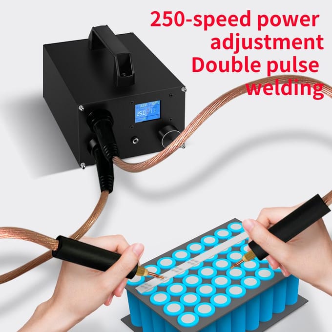 Soudeuse par points à supercondensateur à double impulsion portable Machine de soudage par points haute puissance Écran LCD numérique de 1,8 pouces US Plug noir