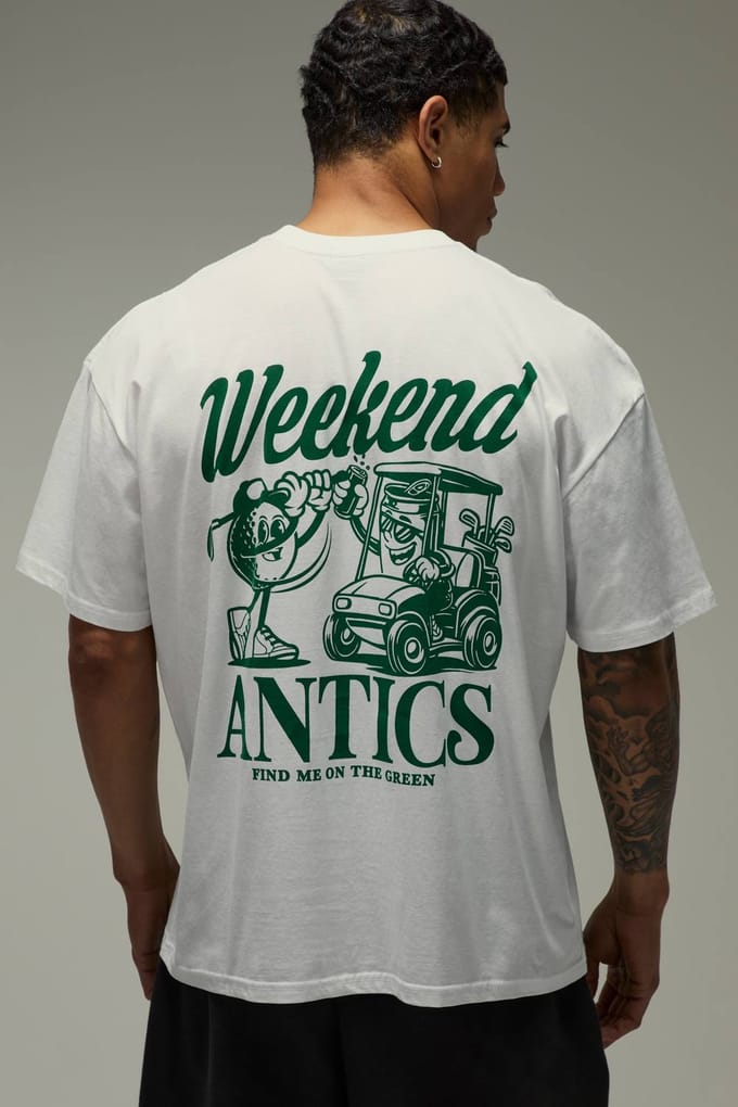 Golf Weekend Grappen Oversized T-shirt | White | Size XL