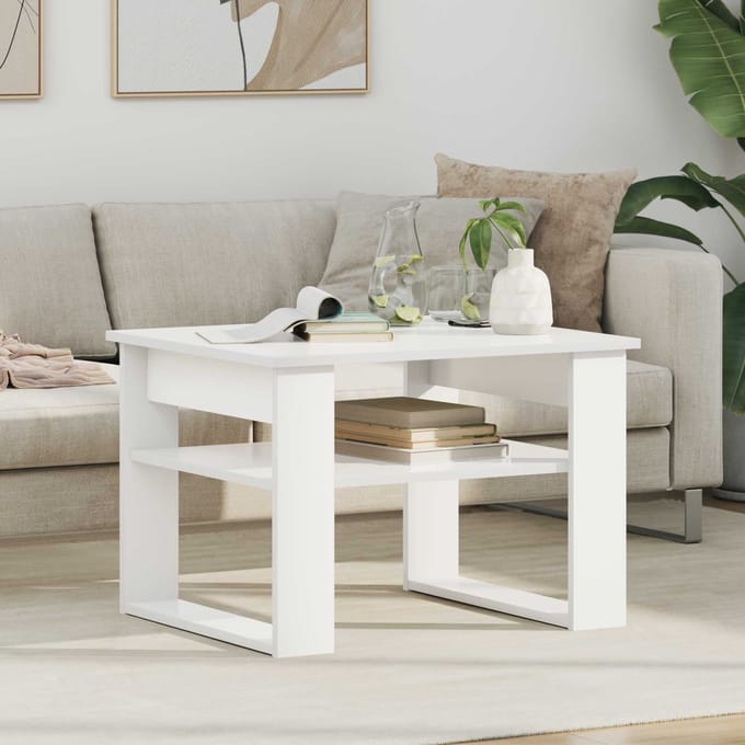 vidaXL - Salontafel - Wit - 64 - x - 54 - x - 44 - cm - Bewerkt - hout