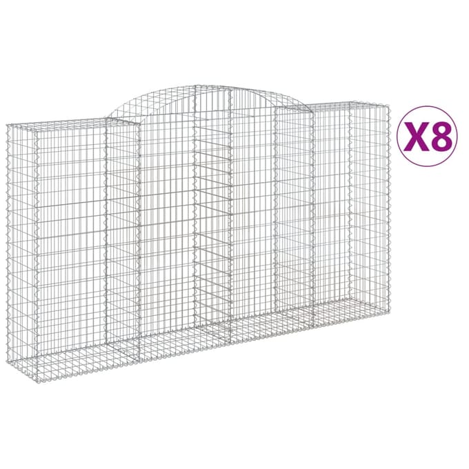 vidaXL - Schanskorven - 8 - st - gewelfd - 300x50x160/180 - cm - ijzer