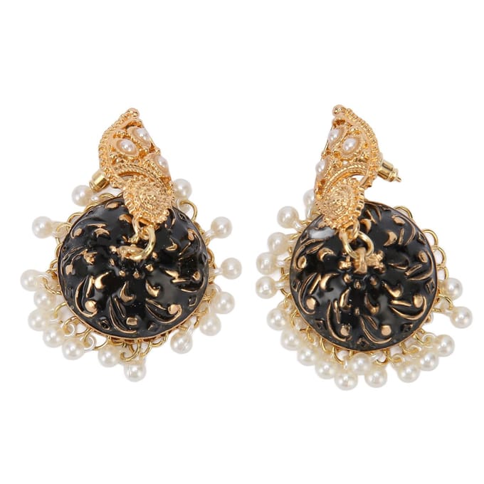 Dames Indische Bel Oorbellen Hangend Model Verguld Kunstparel Mode Oorbellen Accessoire beige
