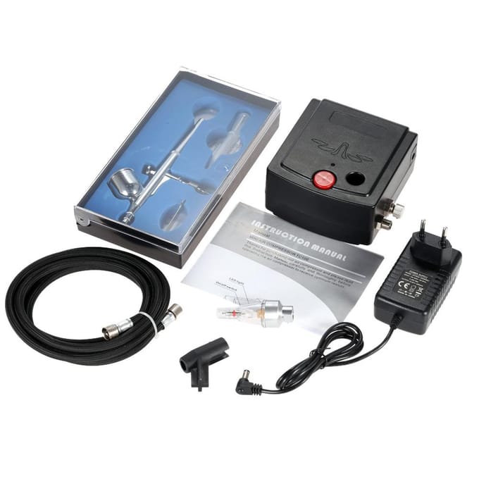 KKmoon 100-250V professionele zwaartekrachtvoeding Dual Action Airbrush-luchtcompressorset EU plug gray