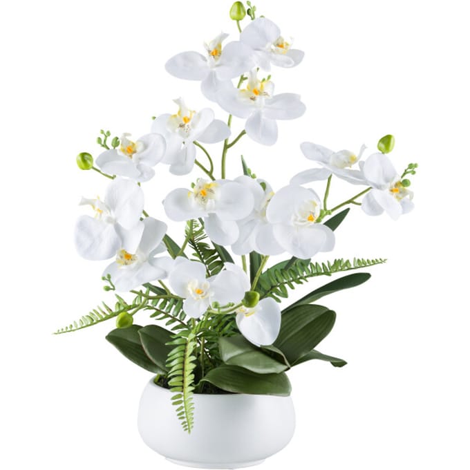Kopu® Kunstbloem Orchidee 55 cm 4 takken op schaal - Phalaenopsis Wit